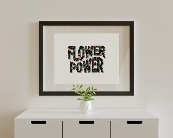 flower powe r- white תמונה לעיצוב הבית